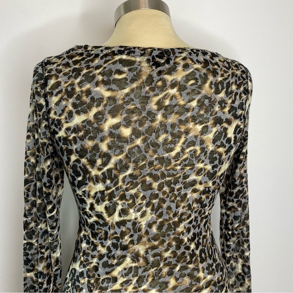 Express Leopard Long Sleeve Sheer Top - Picture 3 of 6